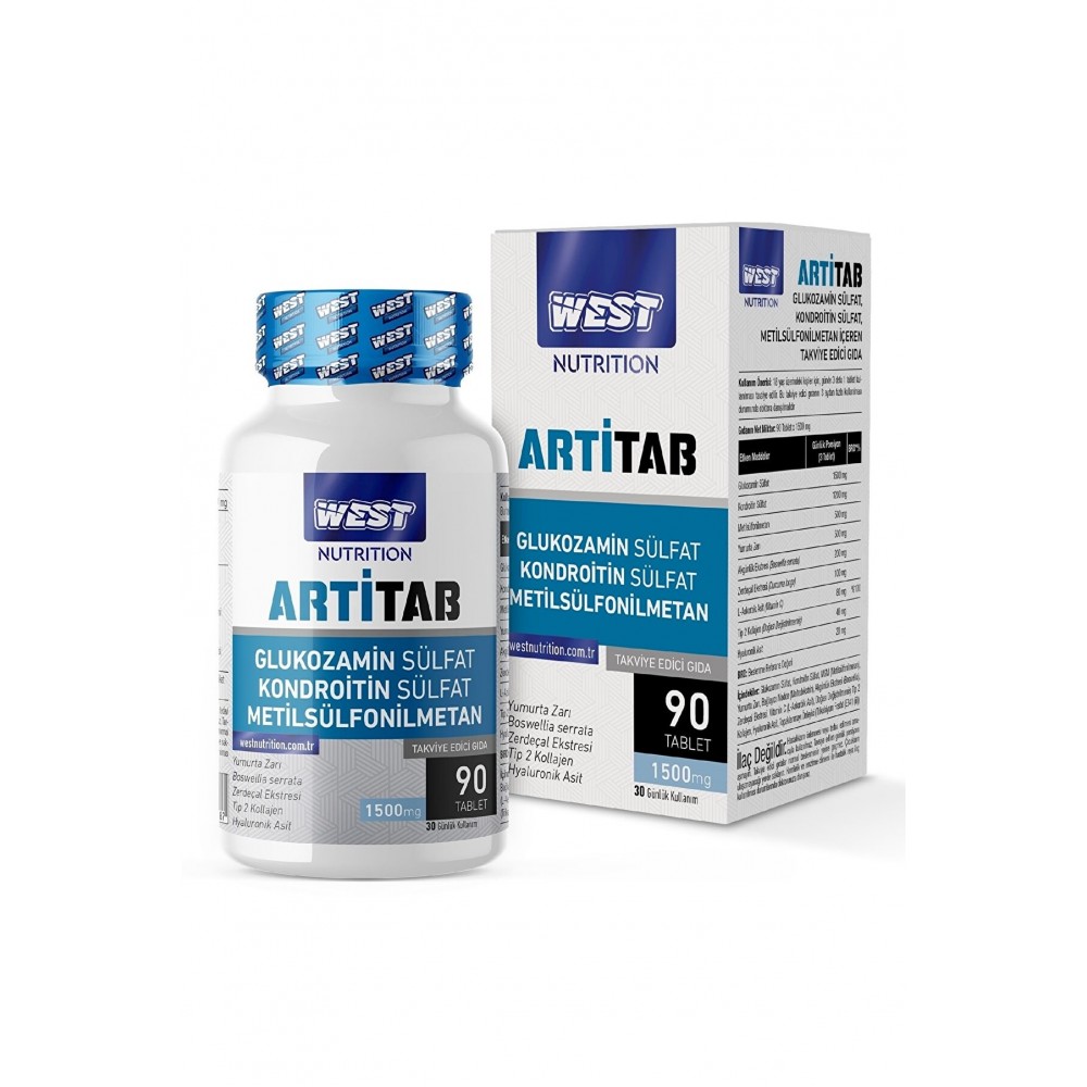 West nutrition Artitab Glukozamin Sülfat - Kondroitin Sülfat - MSM - Hyaluronik Asit - Tip 2 Kollajen 90 Tablet