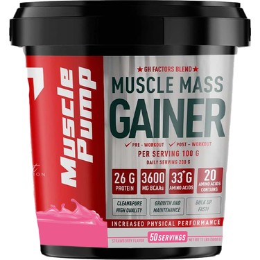 Muscle Pump Muscle Mass Gainer Çilek 5000 Gr