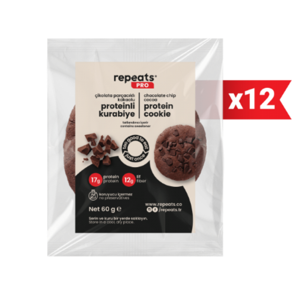 REPEATS PRO ÇİKOLATA PARÇACIKLI COOKIE 12 X 60 GR